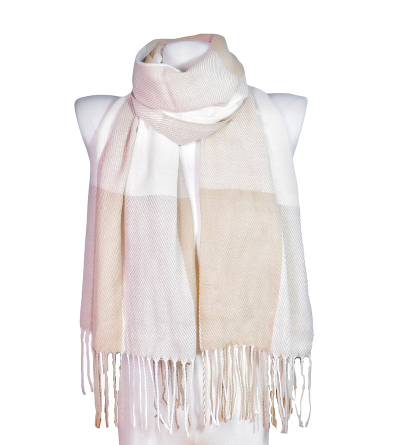 Wander Agio Women's Fashion Scarves Long Shawl Winter Thick Warm Knit Large Scarf Big Plaid Camel 11 - Image 2